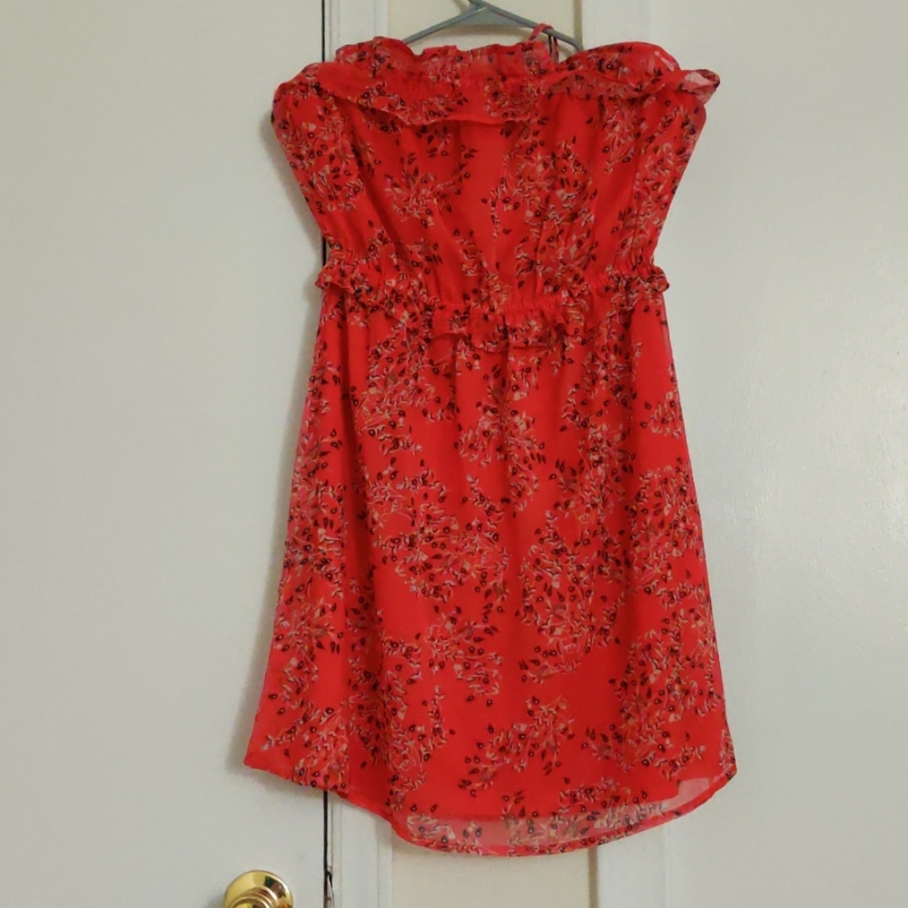 Red floral tube dress